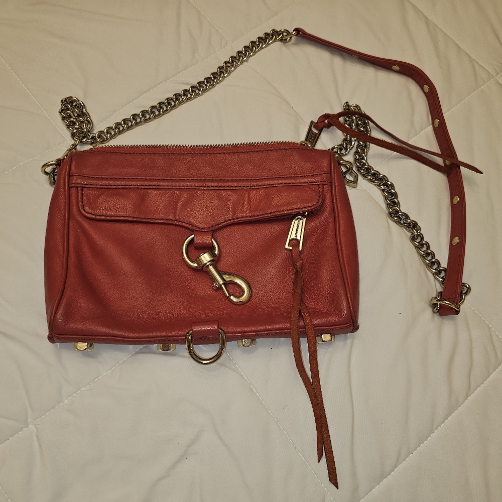 REBECCA MINKOFF M.A.C. CROSSBODY RED CROSSBODY PURSE BAG LEATHER GOLD HARDWARE
